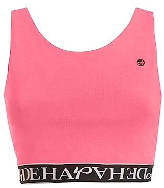DEHA - Soutien-Gorge de Sport Logo Sport Bra en Coton, Rose Fluo (L)