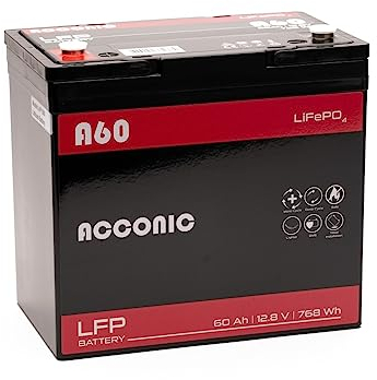 Acconic A60 LiFePO4 12V Lithium Versorgungsbatterie 60Ah (Umsatzsteuerfrei)