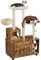 Abician Maison de Toilettes pour Chat Meuble Litiere Polyvalent avec Niche, Cachette, Panier, Griffoirs 80 × 45 × 134,5 cm Brun Rustique/Beige