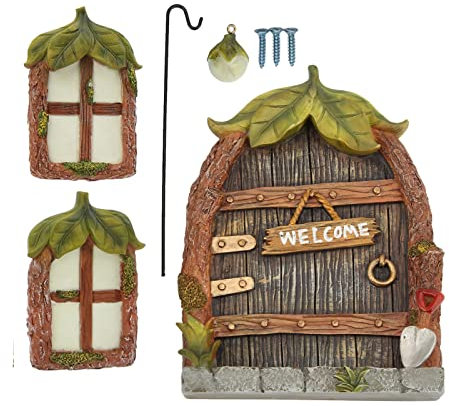 Set di Porte per Finestre in Miniatura Decorazione Piccola Decorazione Luminosa Stile retrò Rustico Kit Ciondolo Artigianato Fata retrò Semplice Casa Strumenti per il Viso