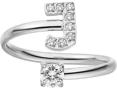 Purelei® Buchstaben Ring J – Damenring aus langlebigem Edelstahl – Wasserfeste Ringe – Verstellbare Ringe von Größe 50 bis 60 – Modeschmuck für deinen individuellen Look