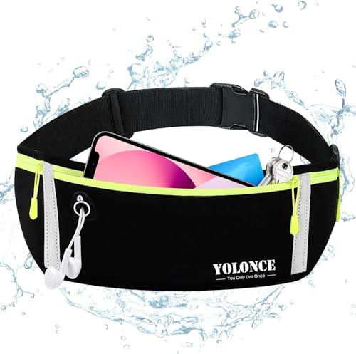 Cinturón de Correr, Riñonera Running Belt Deportiva, Resistente al Agua Bolsas de Plátanos Deportivos,cinturón retráctil, Riñonera para móvil para Correr, Fitness, Viaje, Hombre y Mujer(Negro