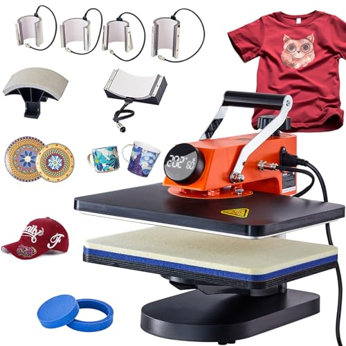 VEVOR Machine de Sublimation Textile, Noir et Orange, 30,5 x 38 cm