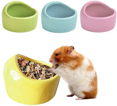 HOMURY Lot de 4 bols en céramique pour petits animaux - Gamelles anti-morsure pour hamsters et cochons d'Inde