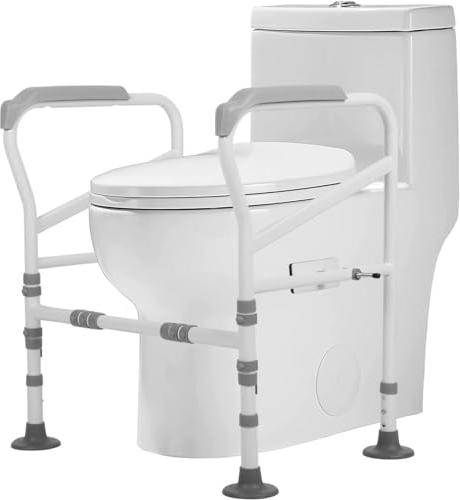 ybaymy Toilet Support Frame Height Width Adjustable Toilet Handrail No Drilling Required Safety Frames for Toilets, Toilet Stand Up Aid for Seniors, Disabled People and Pregnant Women