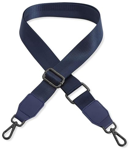 Schultergurt für Handtasche Laptoptasche - Dunkelblau [Metallfarbe: Schwarz] - Länge verstellbar 89-142 cm - Breite 3,8 cm - Ersatz Gurt Band Schulterriemen Strap Umhängegurt für Laptoptasche