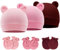 DRESHOW Neugeborene Babymützen Fäustlinge Set Krankenhausmütze Beanie Bärenohren Säuglingsmützen Baby Baumwollhandschuhe Kratzfreie Fäustlinge für 0-6 Monate
