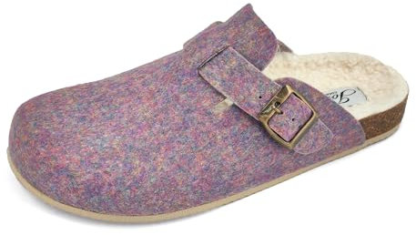 JOMIX Ciabatte Donna Invernali Sabot con Pelo Calde Pantofole Eleganti Ragazza Punta Chiusa con Pelliccia Sintetica ES2406 Viola, 37