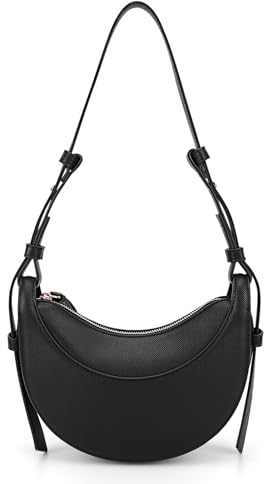 TIAASTAP Half Moon Bag Damen PU Leder Crossbody Bag Einfarbig Halbmond Handtasche Damen Umhängetasche Y2K Women's Hobos & Shoulder Bags Beuteltasche Schultertasche mit 2 Schultergurt
