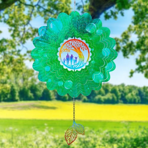 MUMTOP Moulin à vent arbre de vie à suspendre 30,5 cm en acier inoxydable 3D Outodor en métal Cadeau d'anniversaire pour intérieur ou extérieur cour et jardin