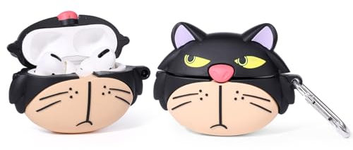 Custodia per AirPods Pro di 2a/1a generazione (2023/2022/2019) con portachiavi, custodia protettiva in silicone XMBYGY con kit per donne e uomini (LuciferCat)