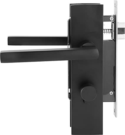 Black Space Aluminum Bedroom Door Handle with Keys, Silent Lock Bearing Design, Reversible Latches, for Modern Interior Exterior Doors, Wooden Doors