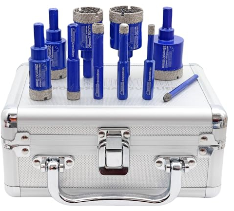 SHDIATOOL Punte diamantate per carotaggio,Sega per forare le piastrelle Kit per Porcellana Marmo Ceramica Granito con 6mm Posizionamento del carburo, Punta da trapano 9pcs (6/8/10/12/20/25/28/32/35MM)