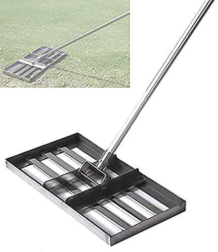 Rasennivellierrechen, Golf-Garten-Grasnivellierer, mit 43-Zoll-Griff, Hochleistungs-Rasennivellierwerkzeug aus rostfreiem Stahl mit großer Kapazität, Golfausrüstung