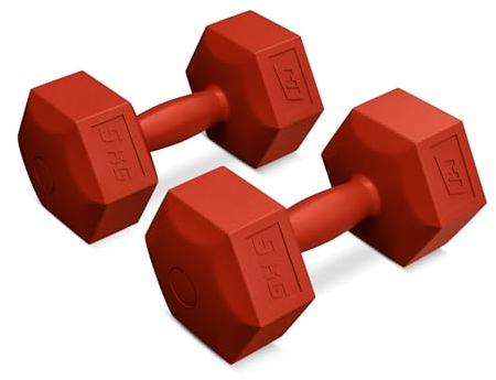 Hop-Sport Kurzhanteln aus Kunststoff, Hanteln - (2er Sets, 1kg-10kg), Hexagon-Form, praktisch & funktional, ideal für Heim- und Fitnesstraining (2x5kg)