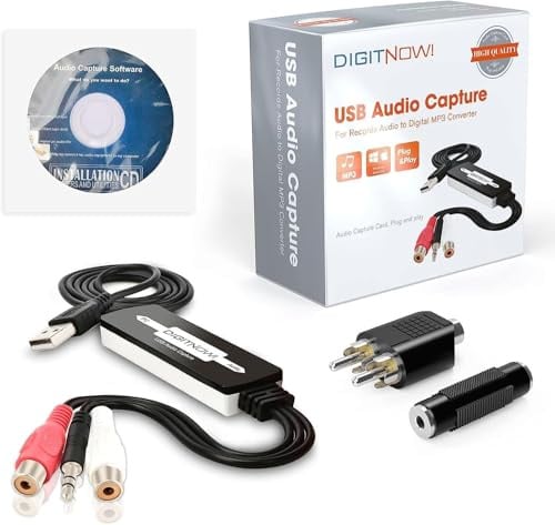 Digitpro USB 2.0 Digital Audio Capture Card für Vinyl-Schallplatten, Audio Grabber für Kassetten zu digitalen MP3-Konverter, Unterstützung Win7/8/10 XP Mac OS
