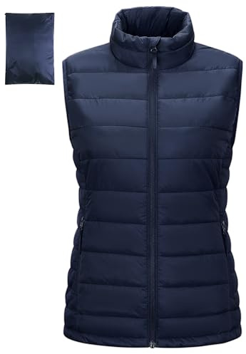 Outdoor Ventures Damen Steppweste Packbare Leichte Übergangswesten | Warm, 3 Taschen, Wasserabweisend, Winddicht, Sportweste, Fahrradweste, Bodywarmer für Reisen Wandern Radfahren