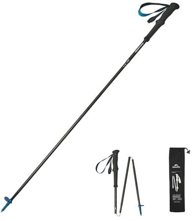 Naturehike Wanderstöcke 3K Carbon Trekkingstöcke Ultraleicht Vierteilige Teleskop-Trekkingstöcke mit Schnellverschluss verstellbar für Damen & Herren Hiking/Camping/Mountaining(EIN Stock)