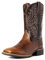 Stivali da Cowboy da Uomo, Classici Stivali Western da Uomo Ricamati, Stivali Slip-On con Punta Quadrata, Stivaletti Country con Tacco Spesso, Stivaletti Corti Resistenti,Marrone,44 EU
