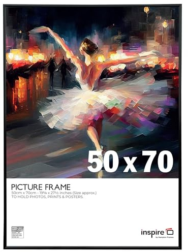 Inspire By Hampton Frames ALUM Cadre photo en acrylique sans verre Noir 50 x 70 cm