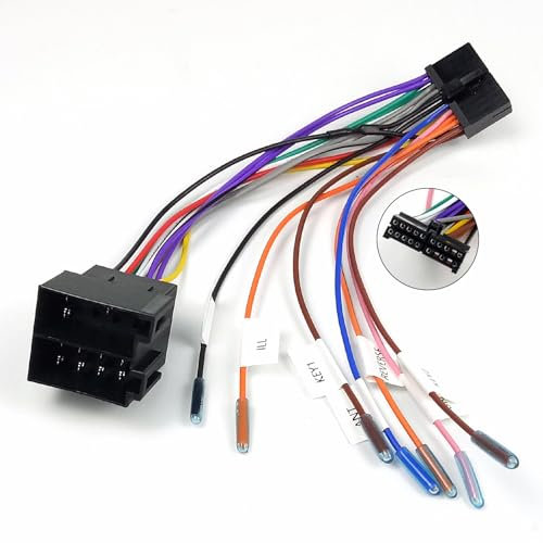1 adaptateur de câble ISO 20 broches vers ISO - Adaptateur de faisceau de câbles 20 broches ISO - Adaptateur de rechange universel - Compatible avec les lignes de commande arrière et le volant