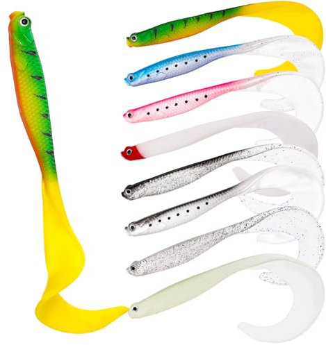 Halinuia 9 Stück weiche Kunstköder Hecht Köder Angeln Raubfischköder weicher Köder Meer aus Kunststoff für Angeln, Forelle, Hecht, Zander, alle Arten von Fischen