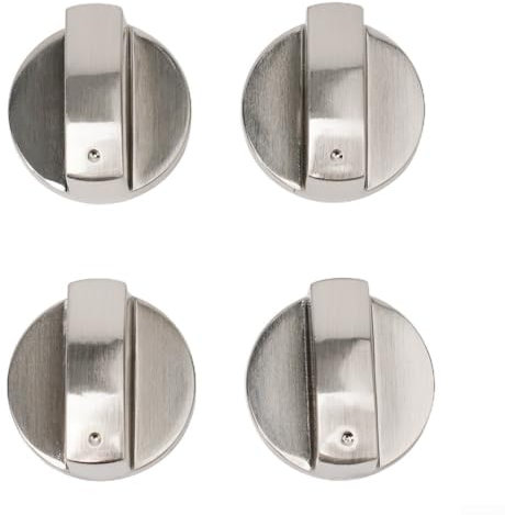 4 Pack Gas Stove Knobs 6mm Silver Zinc Alloy Control Knobs for Cooker Oven Hob Switch Replacement Kitchen Appliance Parts Accessories