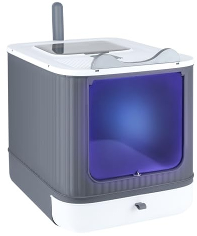 XUANYU Grande Maison de Toilette Chat Bac Litière pour Chat avec Pelle Bac à Litière pour Chats et Aux Petits Animaux, WC pour Chats (Blanc J)