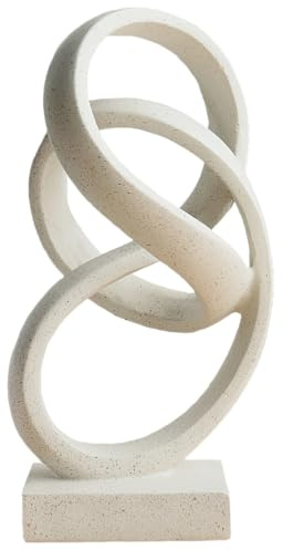 LAIKEARTS 10 Modern Abstract Ribbon Decorative Sculpture, Knot Sculptures,Home Decor,Coffee Table Statues,Dining Living Room Desk Decor(White)