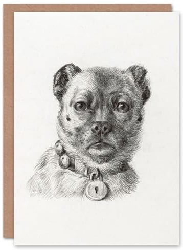 Artery8 Jean Bernard Art Card Dog Head with a Collar Pencil Drawing