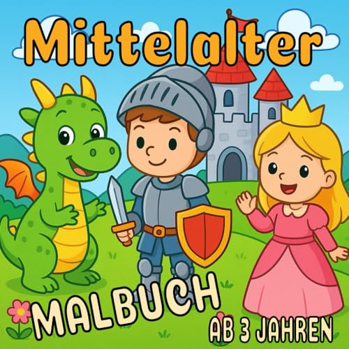 Malbuch Ritter, Drachen & Prinzessinnen: Mittelalter zum Ausmalen für Kinder ab 3 Jahren