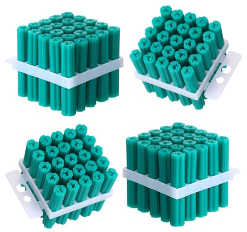 Lineshading Lot de 100 chevilles extensibles en plastique pour béton, ancrages à vis, tuyaux d'expansion pour murs creux, carrelage, ciment et boulons d'expansion (6,35 x 3,8 cm pour vis #10, #11 ou