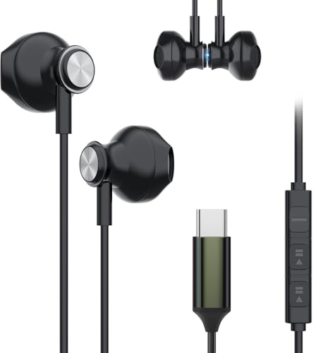Cuffie USB C per Samsung Galaxy A57 A56 A55 A37 A36 A26 A17 A16 A06 A54 A35 A34 S26 S25 S24 S23 Ultra 5G, Auricolari in-ear con microfono per iPhone 17 16 15 iPad Pro Airpods Google Pixel Xiaomi