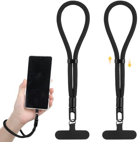 LIQWEI 2Pcs Anti Theft Phone Wrist Strap, Adjustable Cell Phone Lanyard Strap with Metal Tether Tabs for Smartphones