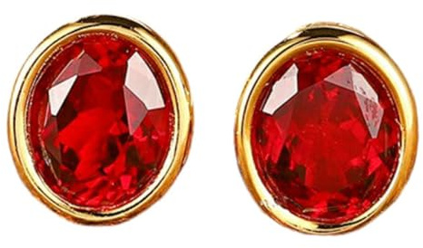 Epinki Echter Schmuck Ohrstecker Gold Au375 9 Karat, Klassiker Damen Ohrstecker mit Labor Erstellt Rubin 2ct (Ovalschliff, Rot), Frauen Ohrringe 9K Gelbgold,