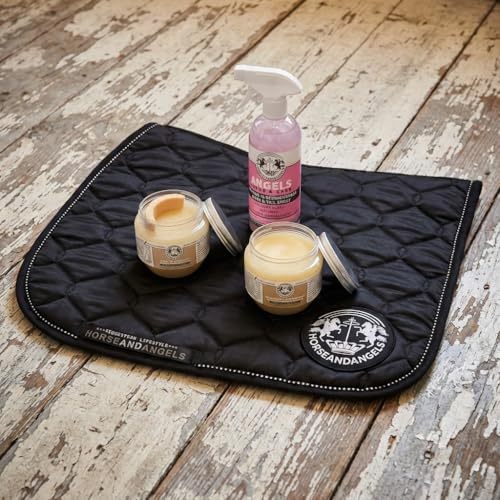 HORSEANDANGELS Pflege- & Reit-Bundle für Pferde – Schabracke, Mähnenspray & Lederpflege Set