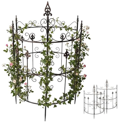 CLP Rankgitter Metall 2er Set Klivia, dekorative Rankhilfe mit Zierspitzen, leicht montierbar, ideal für Rosen und Clematis im Garten Farbe Bronze