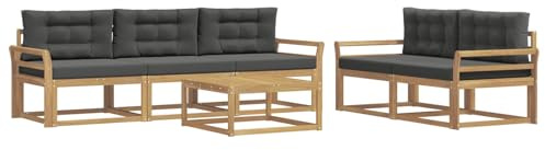 vidaXL Outdoor-Sofagarnitur mit Kissen 6 pcs Weiß und Anthrazit, Hochmodernes Gartenmöbel Set, Sofakollektion für draußen, Lounge für Garten, Poolbereich Sitzgruppe