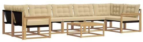 vidaXL Outdoor-Sofagarnitur 8 pcs Weiß und Beige 79 x 79 x 37 cm, Moderne Garten-Sofaset, wetterfeste Möbel, schicke Kollektion, bequemes Loungesofa für die Terrasse