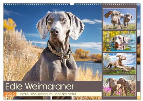 Edle Weimaraner. Loyale Silberseelen im Licht der Natur (Wandkalender 2026 DIN A2 quer), CALVENDO Monatskalender: Die Schönheit, Eleganz und Tiefe des ... Herz und Blick zugleich (CALVENDO Tiere)