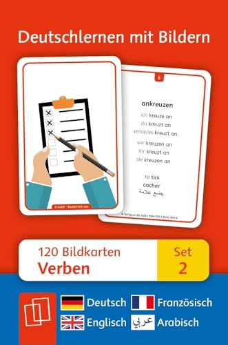 Verben: Set 2 - Deutsch, Englisch, Französisch und Arabisch: 120 Bildkarten (Deutschlernen mit Bildern)