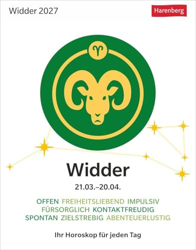 Widder Sternzeichenkalender 2027 - Tagesabreißkalender - Ihr Horoskop für jeden Tag: Tischkalender 2027 mit täglichem Horoskop. Kleiner Kalender mit täglichem Blick in die Sterne