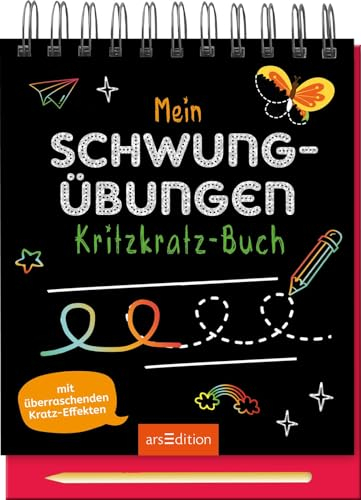 Mein Schwungübungen-Kritzkratz-Buch: Mit überraschenden Kratz-Effekten | Kreativer Kratzelspaß mit Malideen und Holzstift für Kinder ab 4 Jahren