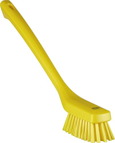 Vikan Narrow Cleaning Brush with Long Handle, 420 mm, Hard, Yellow