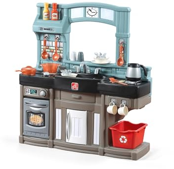 Step2 Best Chefs Kids Kitchen Playset, Indoor/Outdoor Kitchenette, Interactive Play with Lights and Sounds, Made of Durable Plastic, Includes 25 Piece Toy Accessories, For Toddlers 2+ Years Old