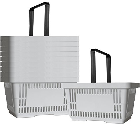 10 corbeilles de vente en plastique avec anse 20 litres 40cm gerbable blanc