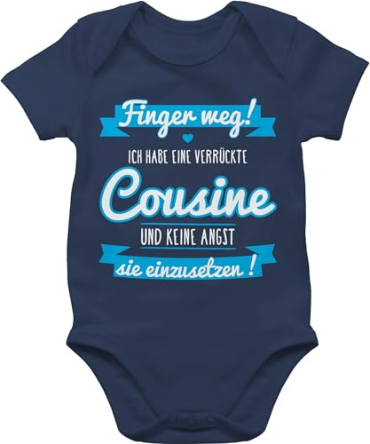 Shirtracer - Baby Body Kurzarm - Sprüche - Ich habe eine verrückte Cousine blau