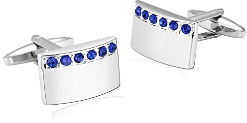 Beydodo Edelstahl Hochzeit Manschettenknöpfe Gekrümmten Rechteck Blau Zirkonia Silber Manschettenknöpfen Männer