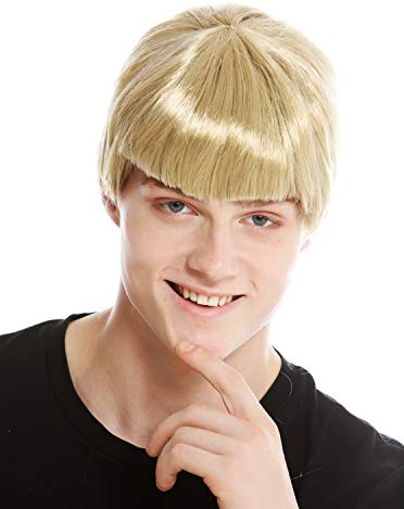 WIG ME UP - 91087-ZA89 Perücke Herren Damen Karneval Fasching Halloween Kurz Blond Hellblond Pony