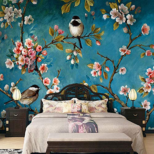 Fototapete 3D Stereo Chinesische Blumen Vögel Wandbild Schlafzimmer Wohnzimmer Neues Design Textur Tapete Papel De Parede Floral 3D, 100 * 280